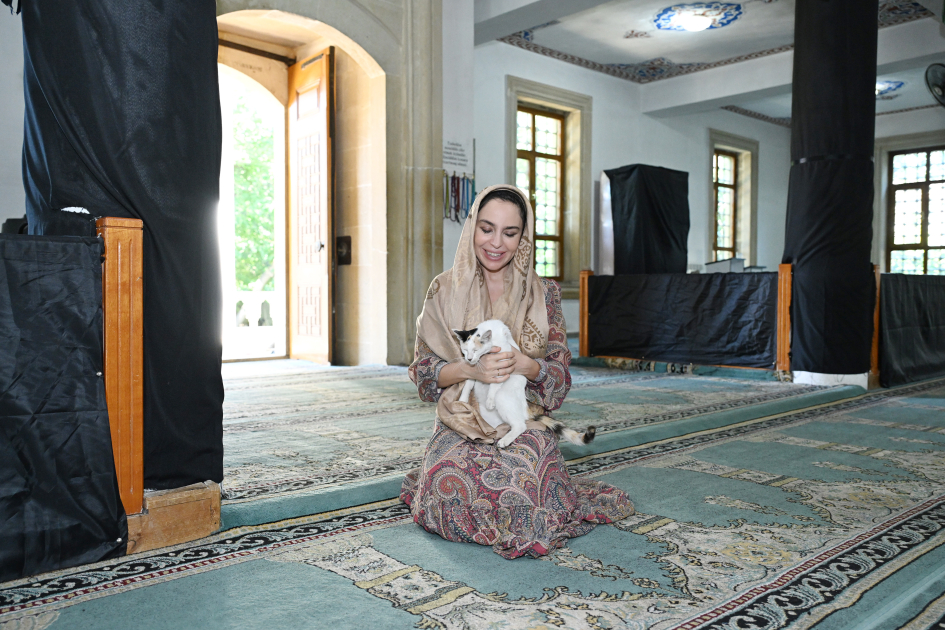 Leyla Əliyeva Yevlaxda Cümə məscidini ziyarət edib - Image 2