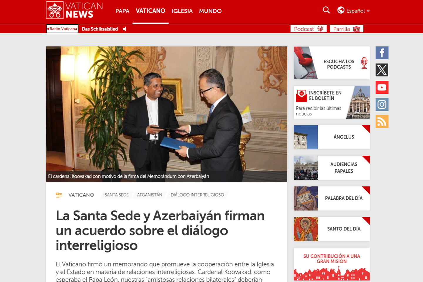 Azərbaycanla Vatikan arasında imzalanan Memorandum xarici mətbuatda geniş işıqlandırılıb - Image 16