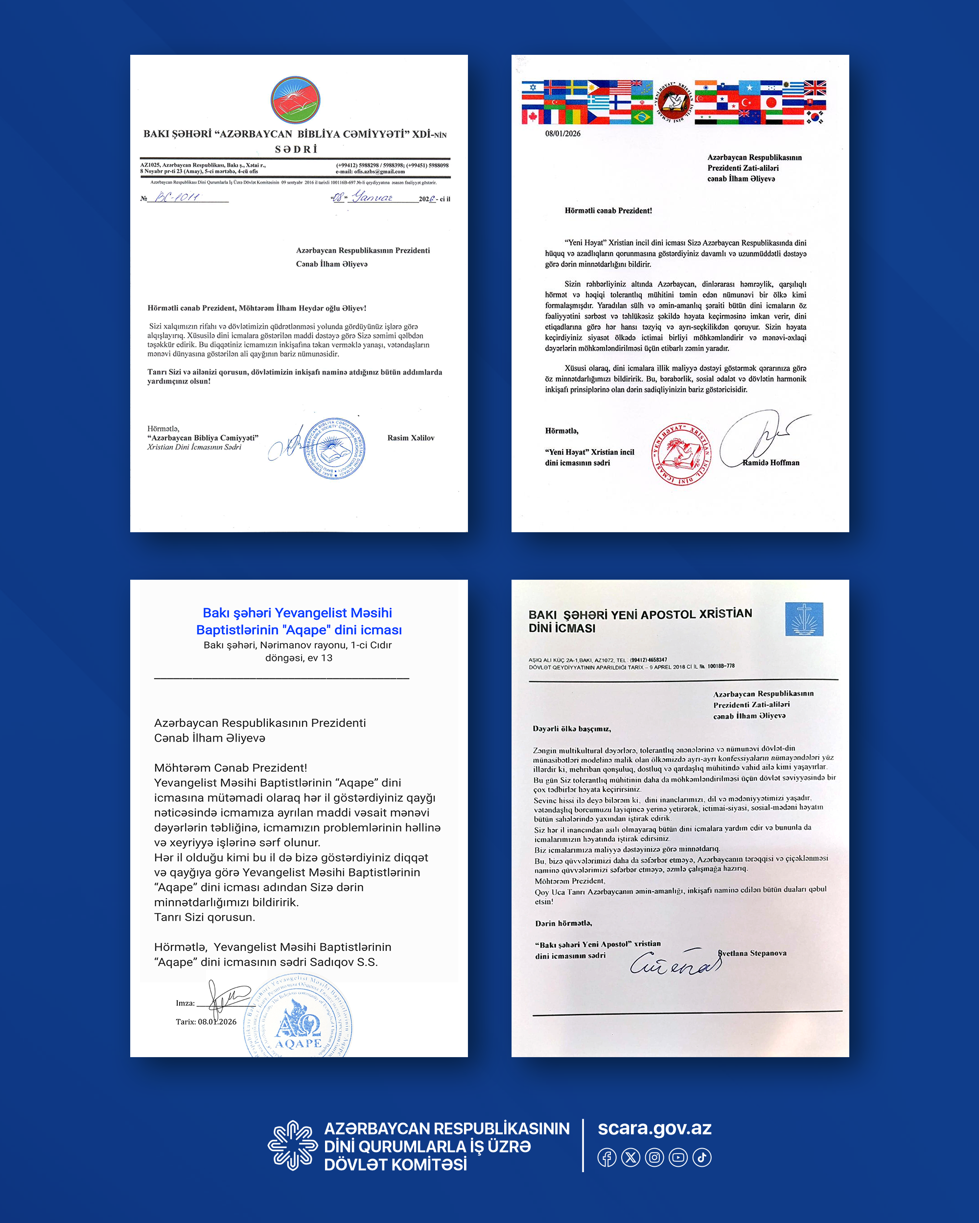 Dini konfessiya rəhbərləri Prezident İlham Əliyevə təşəkkür məktubları ünvanlayıblar - Image 6